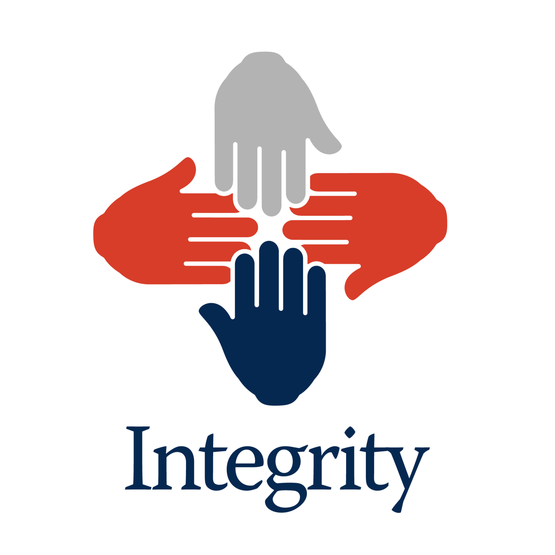 Three hands joined together representing integrity